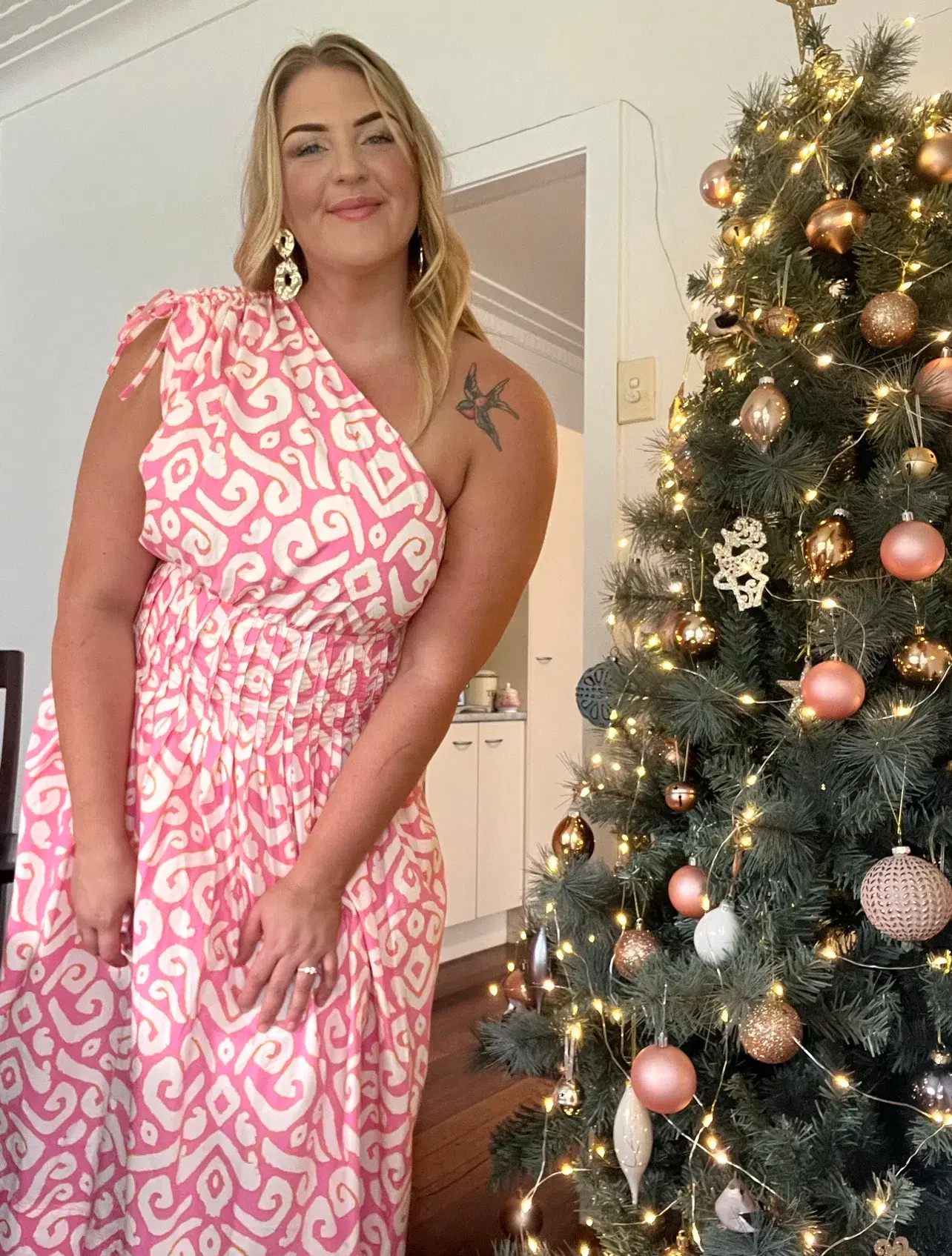 Country Road One Shoulder Maxi Dress Pink & Orange Size 14 - Image 2