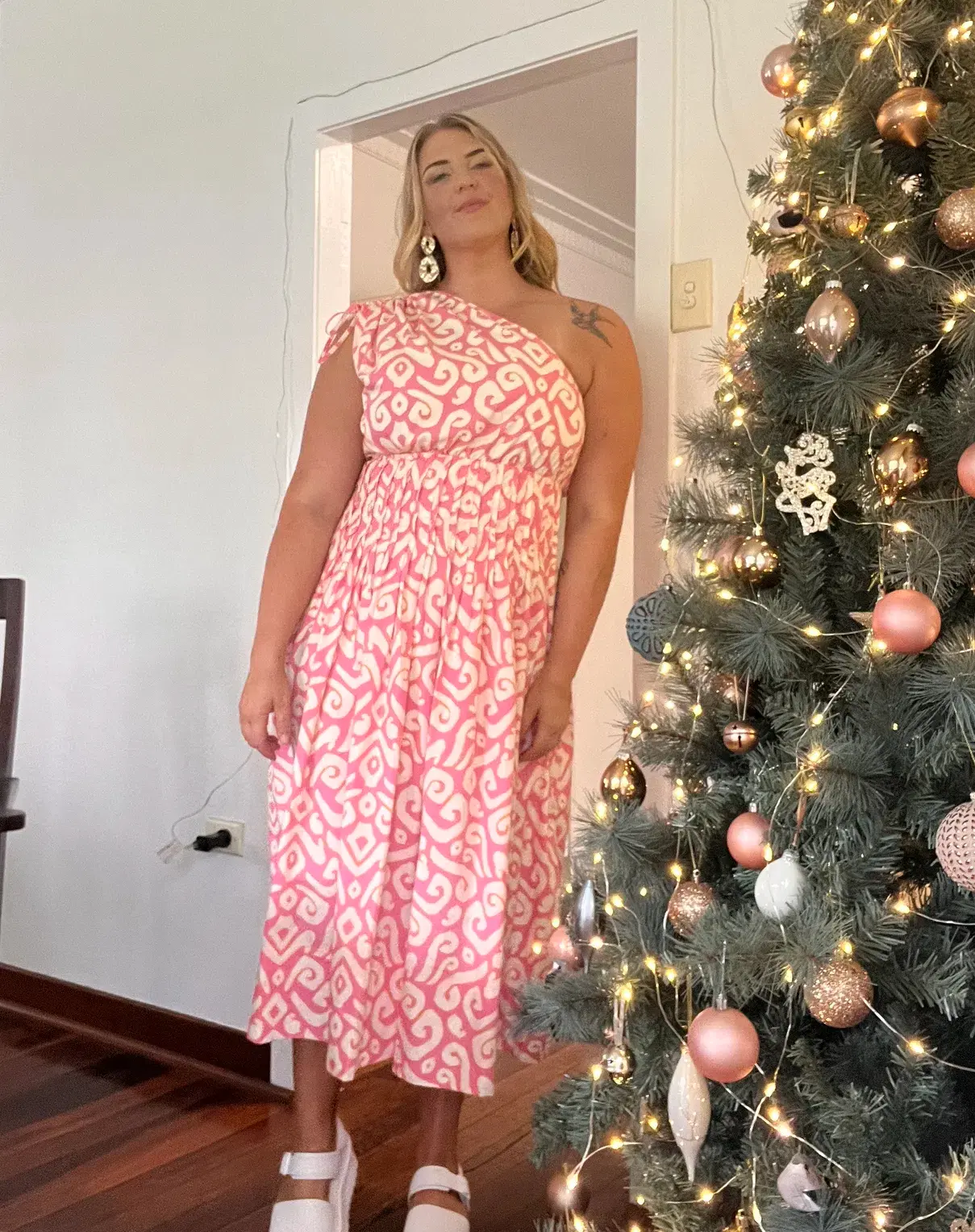 Country Road One Shoulder Maxi Dress Pink & Orange Size 14 - Image 4