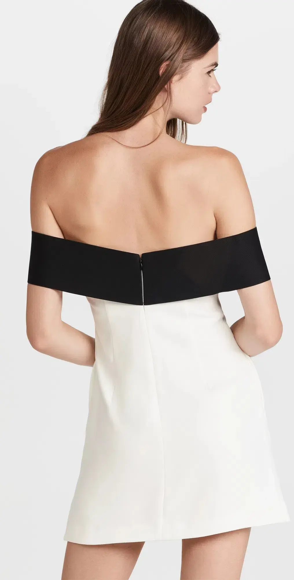 Self Portrait Off Shoulder Bow Mini Dress Black & White Size 12 - Image 2