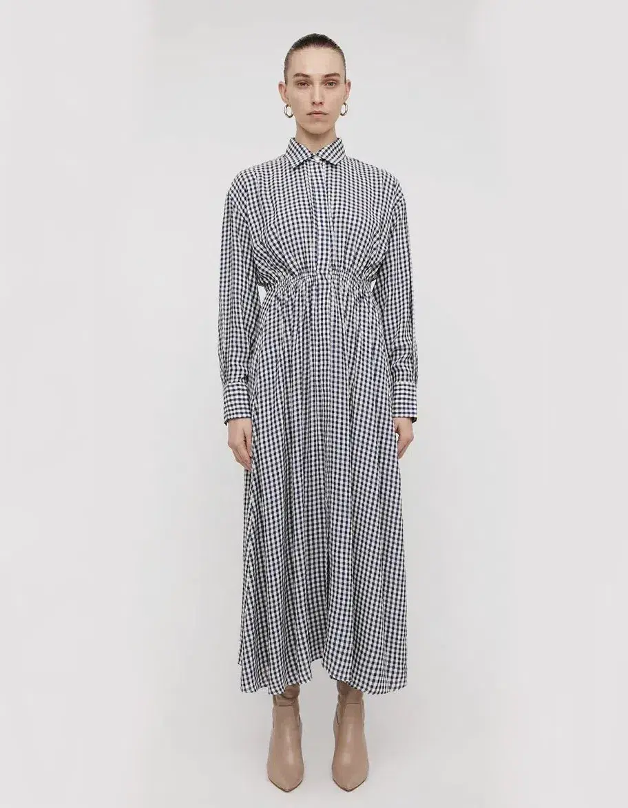 Scanlan Theodore Gingham Dress Navy Cream Size 10 - Image 1