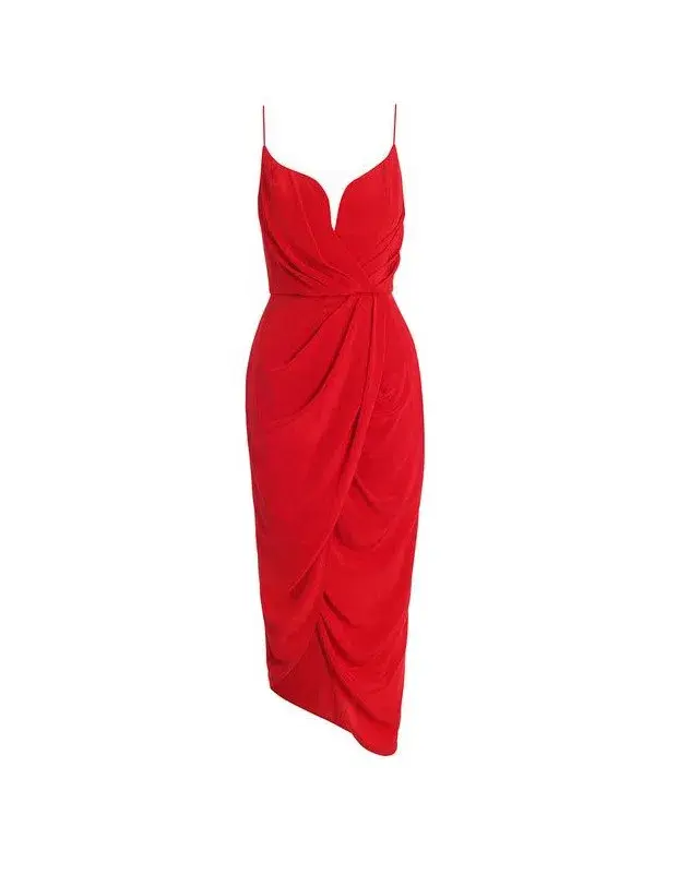 Zimmermann Silk Plunge Drape Dress in Terracotta/Red Size 3/Au 14 - Image 3