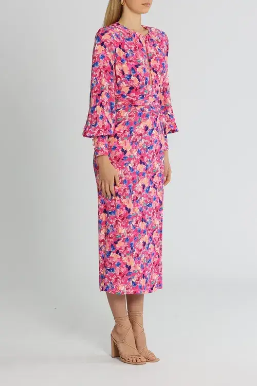 Rebecca Vallance Little Havana Midi Dress Pink Floral Size 10 - Image 2