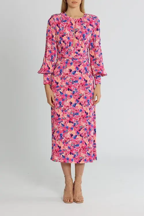 Rebecca Vallance Little Havana Midi Dress Pink Floral Size 10 - Image 1