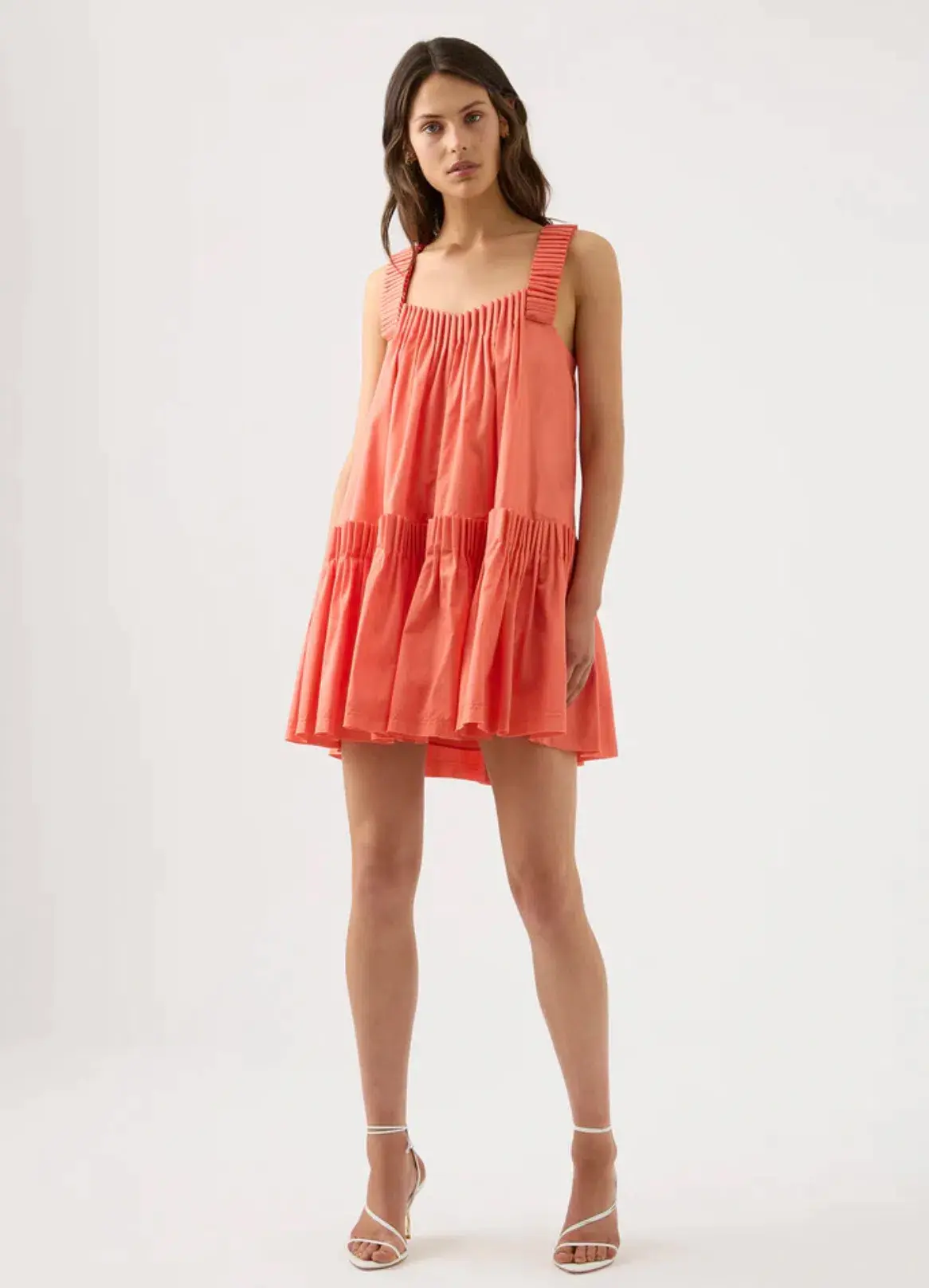 Aje Cecilia Smock Mini Dress in Coral Peach Size AU 14 - Image 1