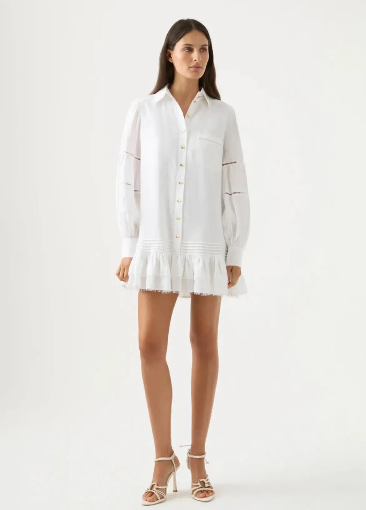 Aje Lotus Shirt Mini Dress White Size AU 10  - Image 5
