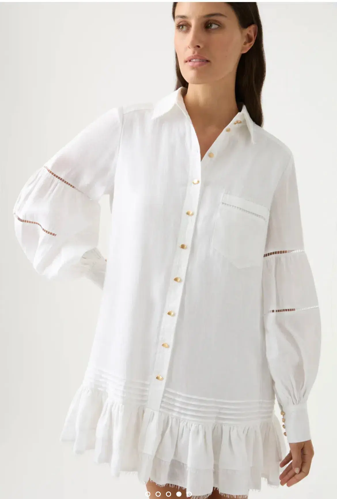 Aje Lotus Shirt Mini Dress White Size AU 10  - Image 3