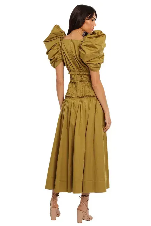 Aje Frequency Midi Dress Khaki Size AU 6 - Image 2