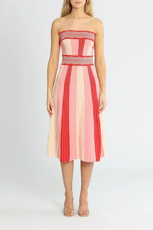 By Johnny Pipe Stripe Knit Dress Multi Pink Size AU 12 - Image 1