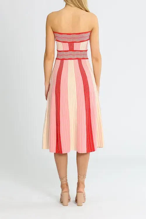 By Johnny Pipe Stripe Knit Dress Multi Pink Size AU 12 - Image 3