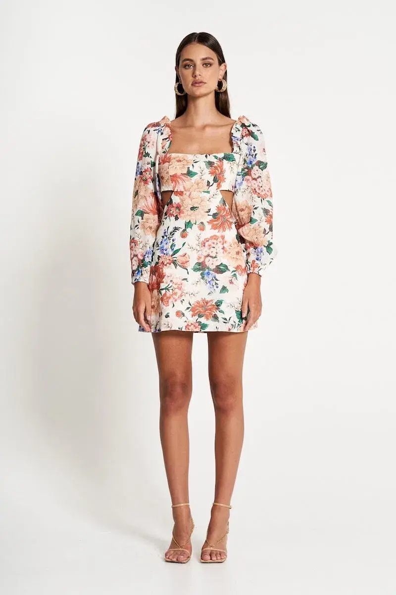 Sofia The Label Goldie Cut Out Mini Dress Floral Size S / AU 8 for rent on The Volte - main image