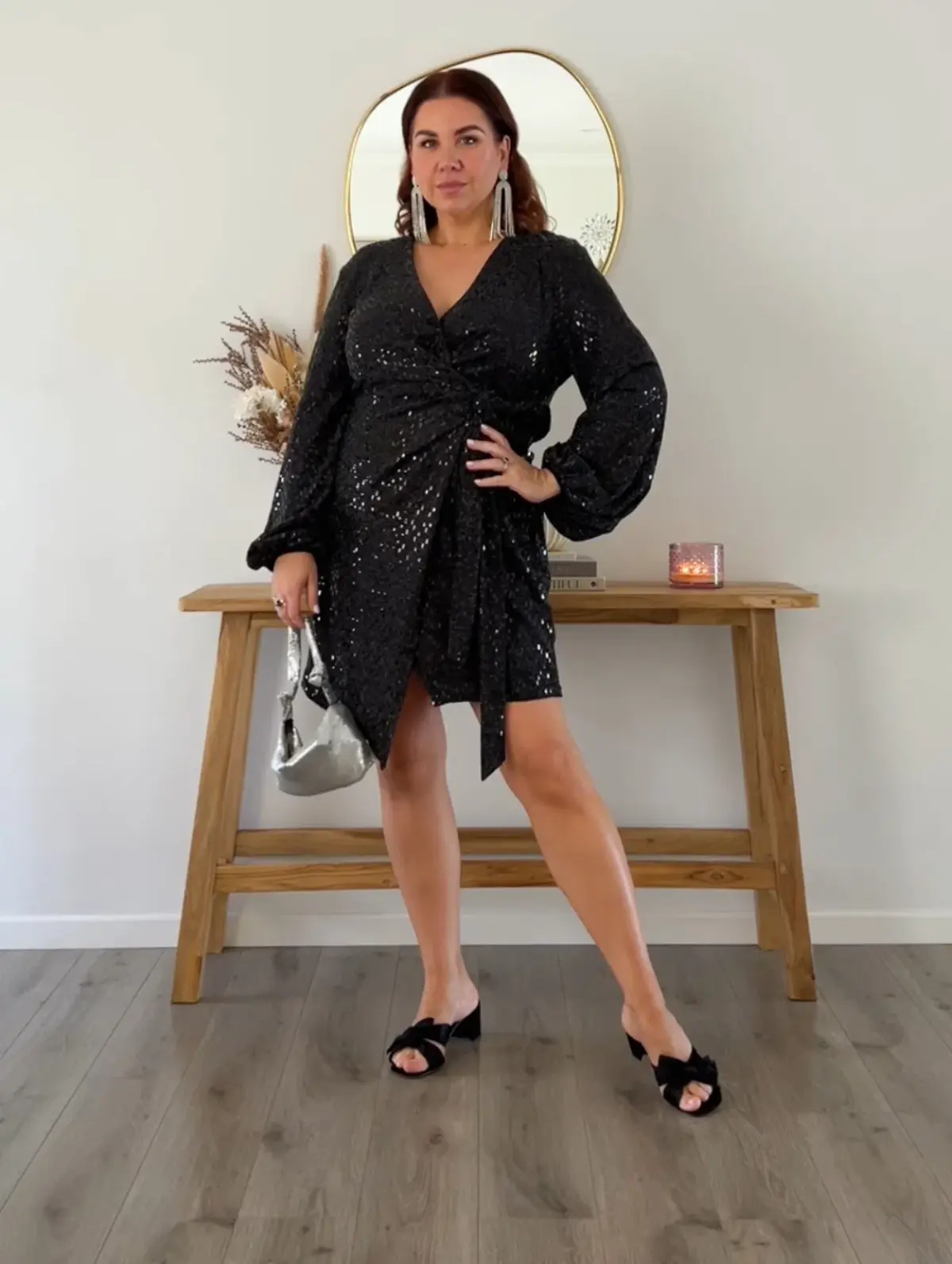 Sheike Galaxy Sequin Mini Dress Black Size 14 - Image 1
