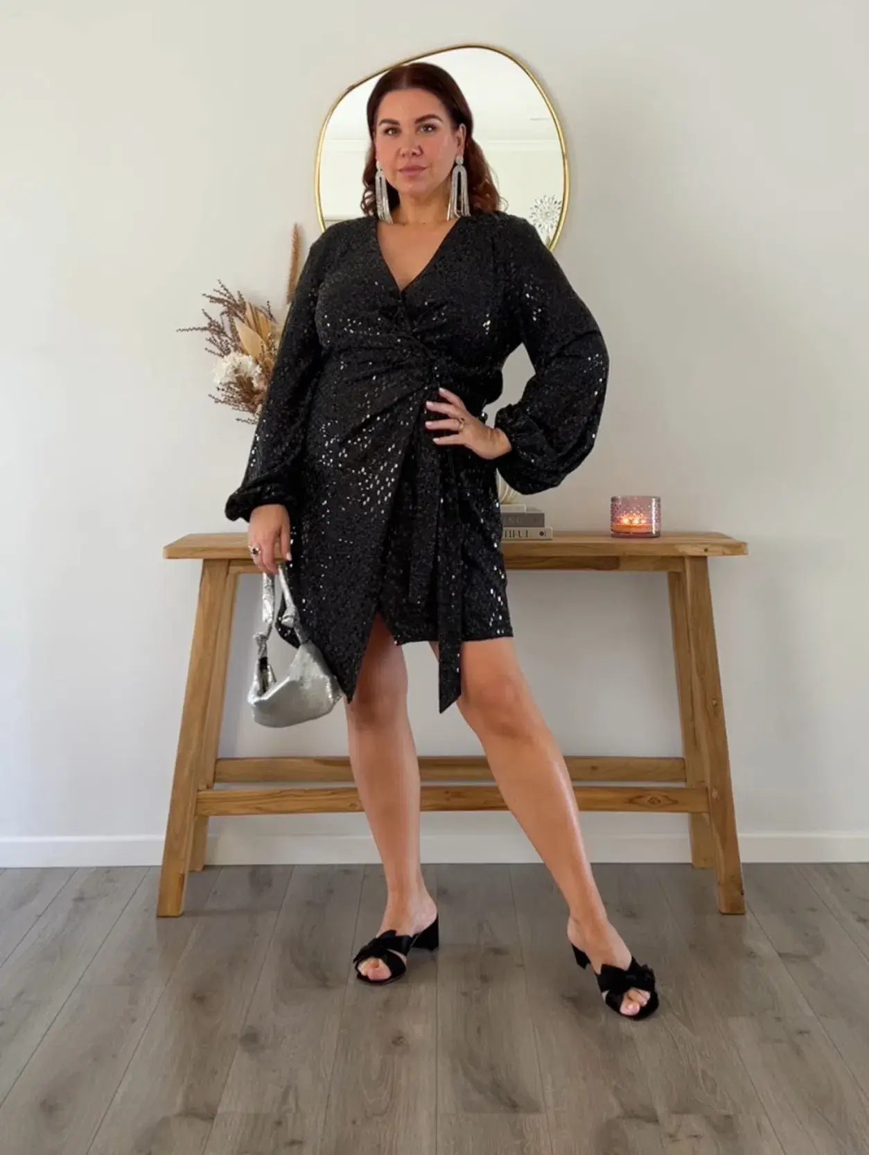 Sheike Galaxy Sequin Mini Dress Black Size 14 - Image 1