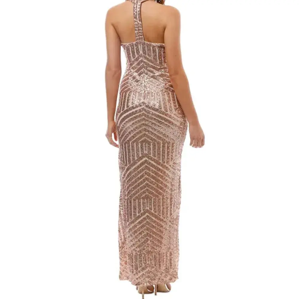 L'amour Diana Halter Gown Sequin Size 16 - Image 4