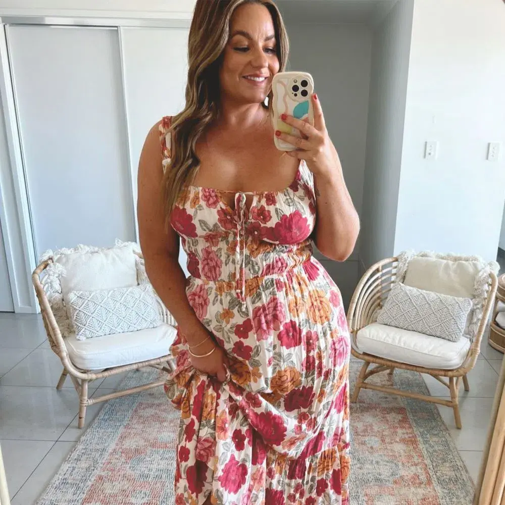 Kivari Maria Strappy Midi Dress Camela Floral Print Size 12 - Image 3