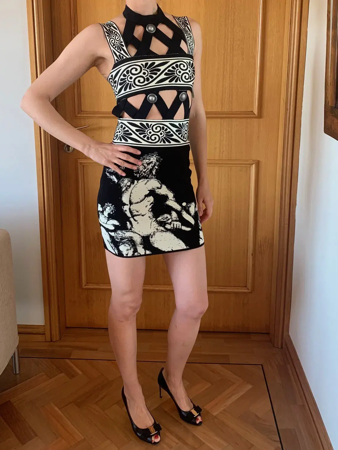Fausto Puglisi Diamond Cutout Knit Mini Dress Print Size 36 / AU 6 - Image 3