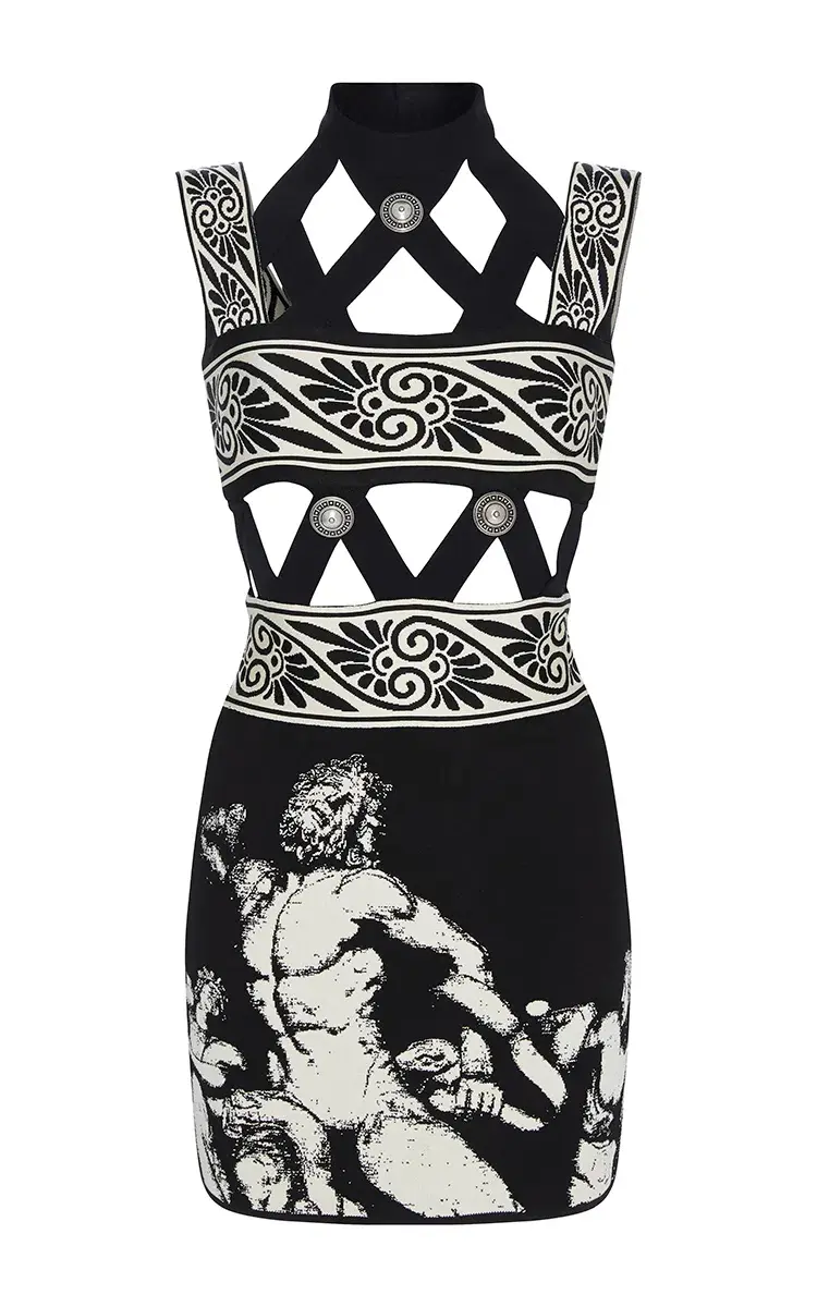 Fausto Puglisi Diamond Cutout Knit Mini Dress Print Size 36 / AU 6 for rent on The Volte - main image