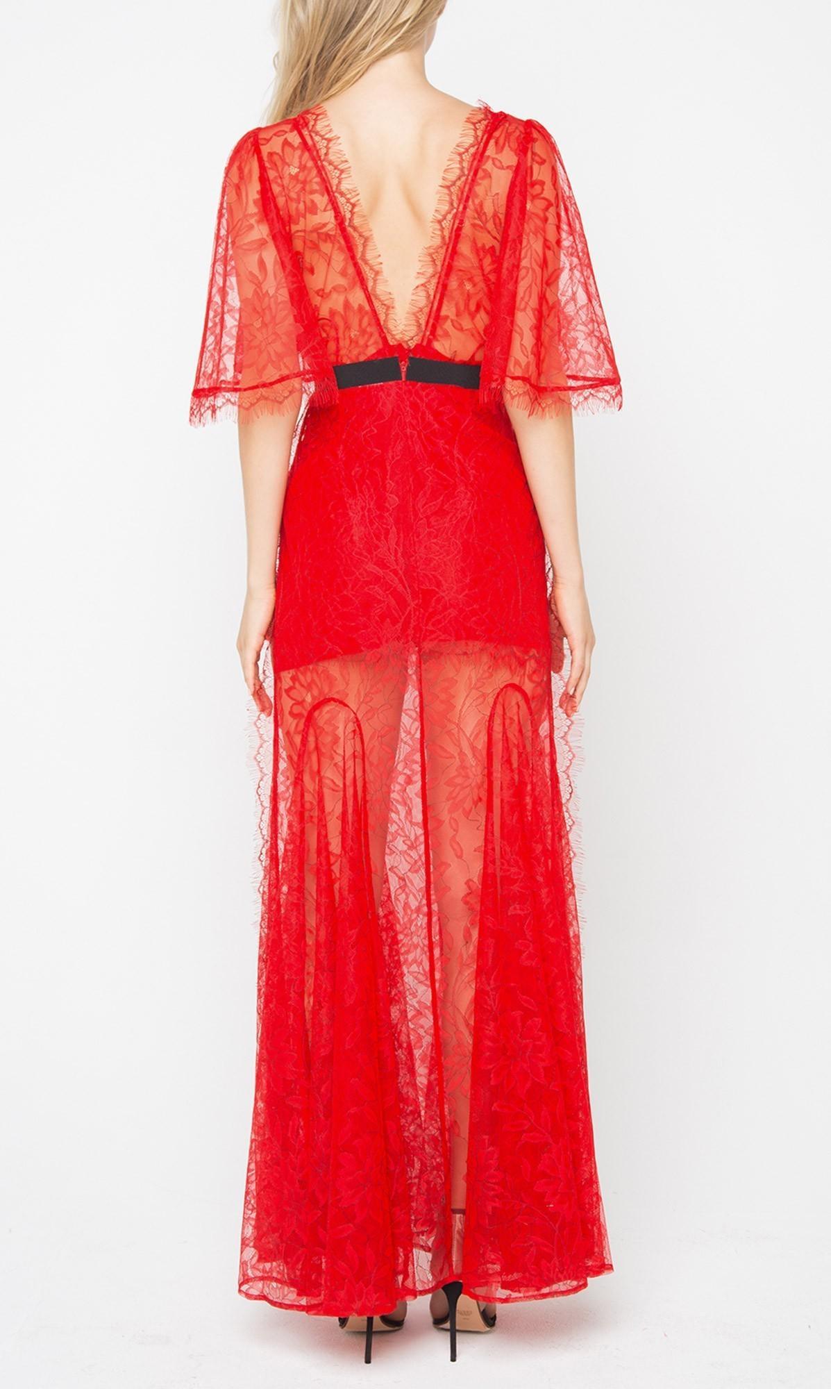 Alice McCall Look Good Feel Good Gown Red Lace Size 14 - Image 3