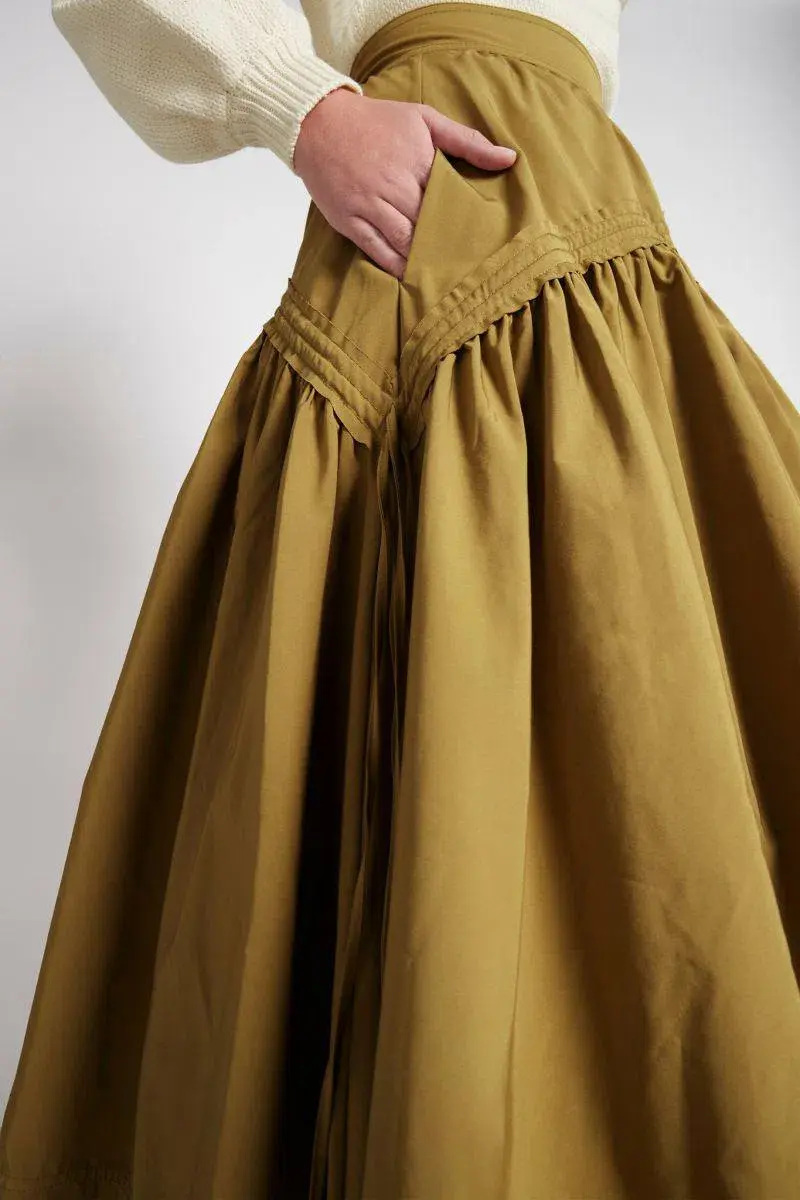Aje Cosmos Drawstring Midi Skirt Olive Green Size 8 - Image 3