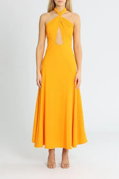 By Johnny Zina Midi Dress Orange Size 10 for rent on The Volte - main image
