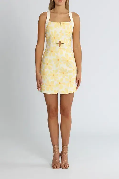 By Johnny Callie Mini Sun Dress Floral Yellow Size 8 - Image 1