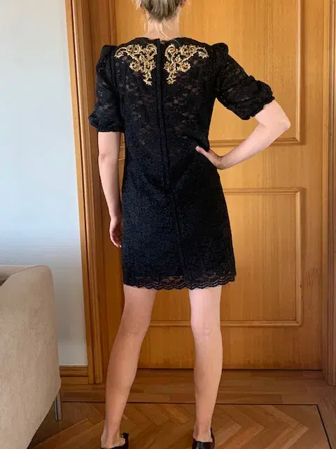 Dolce and Gabbana Embroidery Lace Dress Black Size AU 12 - Image 3