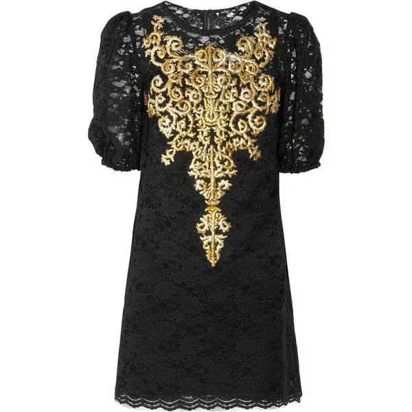 Dolce and Gabbana Embroidery Lace Dress Black Size AU 12 - Image 5