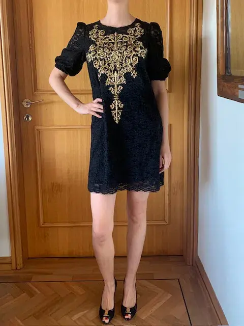 Dolce and Gabbana Embroidery Lace Dress Black Size AU 12 - Image 2