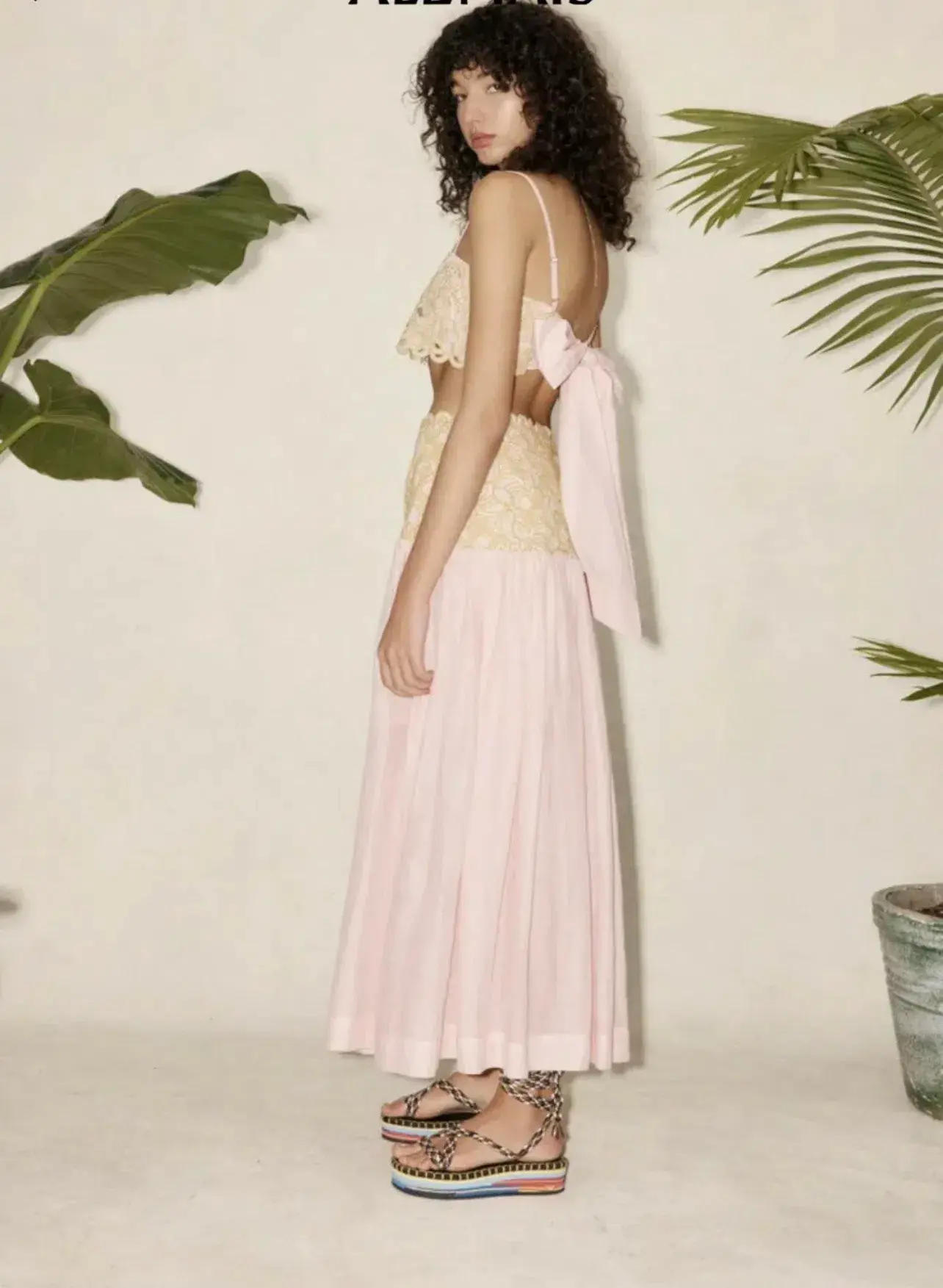 Alemais Anthea Tie Back Crop And Broderie Skirt Set Pink Size AU 14  - Image 13