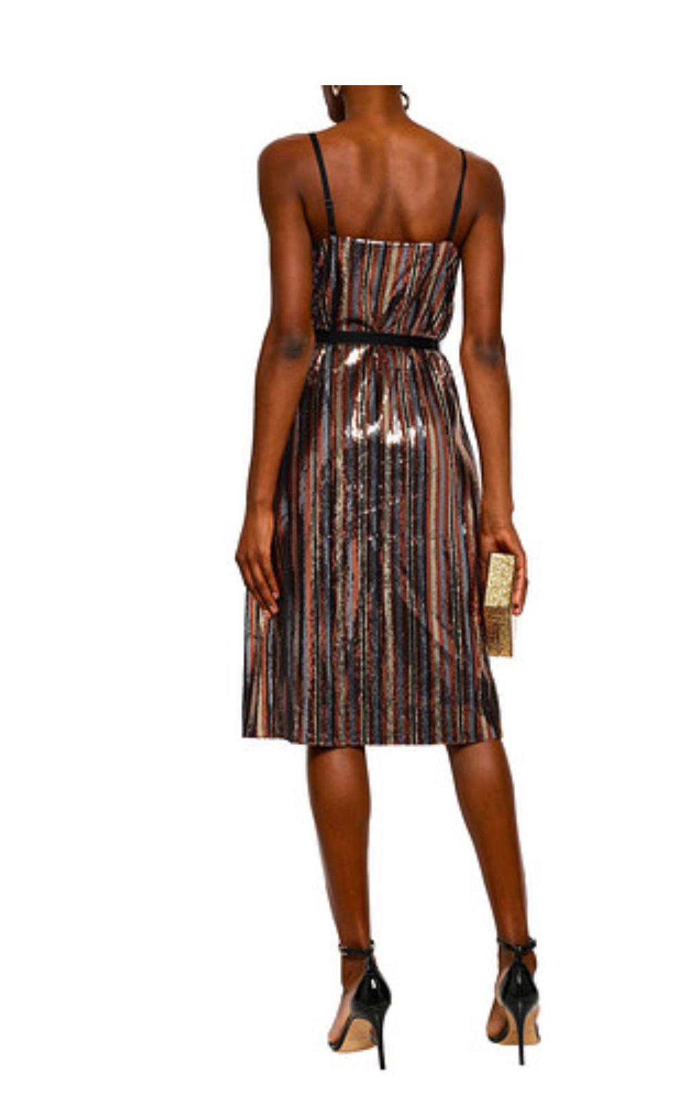 Robert Rodriguez Wrap Effect Striped Sequined Chiffon Dress Size 10 - Image 2