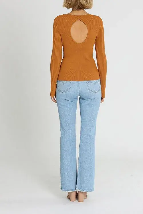 Alice McCall Michelle Knit Long Sleeve Top Tan Brown Size AU 10 - Image 5