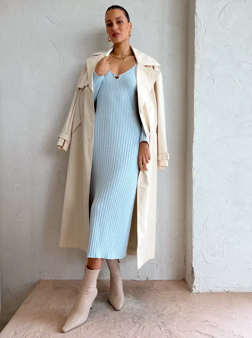 By Nicola Astrology Midi Knit Dress In Ice Blue Size AU 10 - Image 6