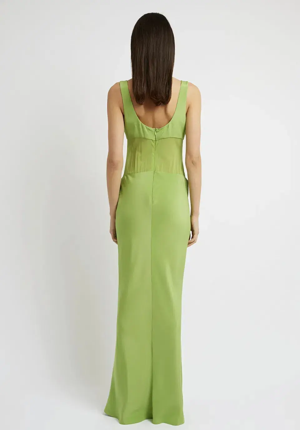 Christopher Esber Sheer Panel Silk Dress Green Size AU 6 - Image 2