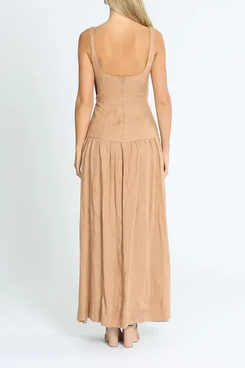 Bec & Bridge Alamos Midi Dress Brown Size AU 8 - Image 3