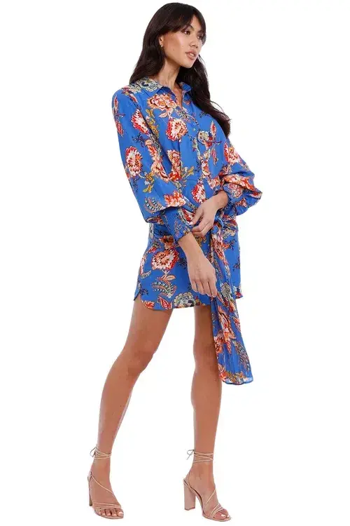 Elliatt Independence Dress Blue Multi Print Size AU 10 for rent on The Volte - main image