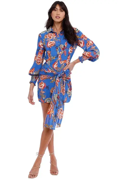 Elliatt Independence Dress Blue Multi Print Size AU 10 - Image 1