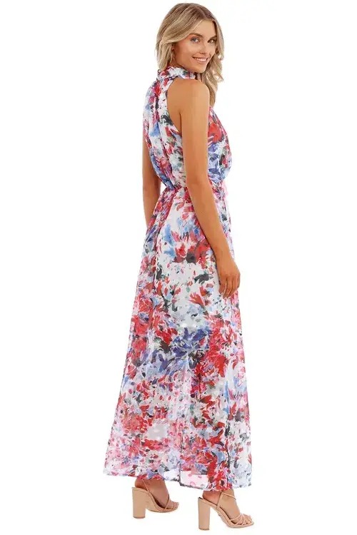 Sofia Irina Halter Gown Spring Flora Multi Print Size AU 8 for rent on The Volte - main image