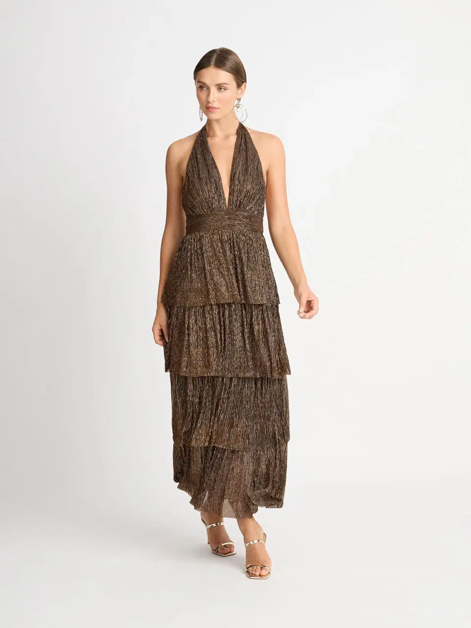 Sheike Galaxy Dress Metallic Gold Size 6 - Image 1