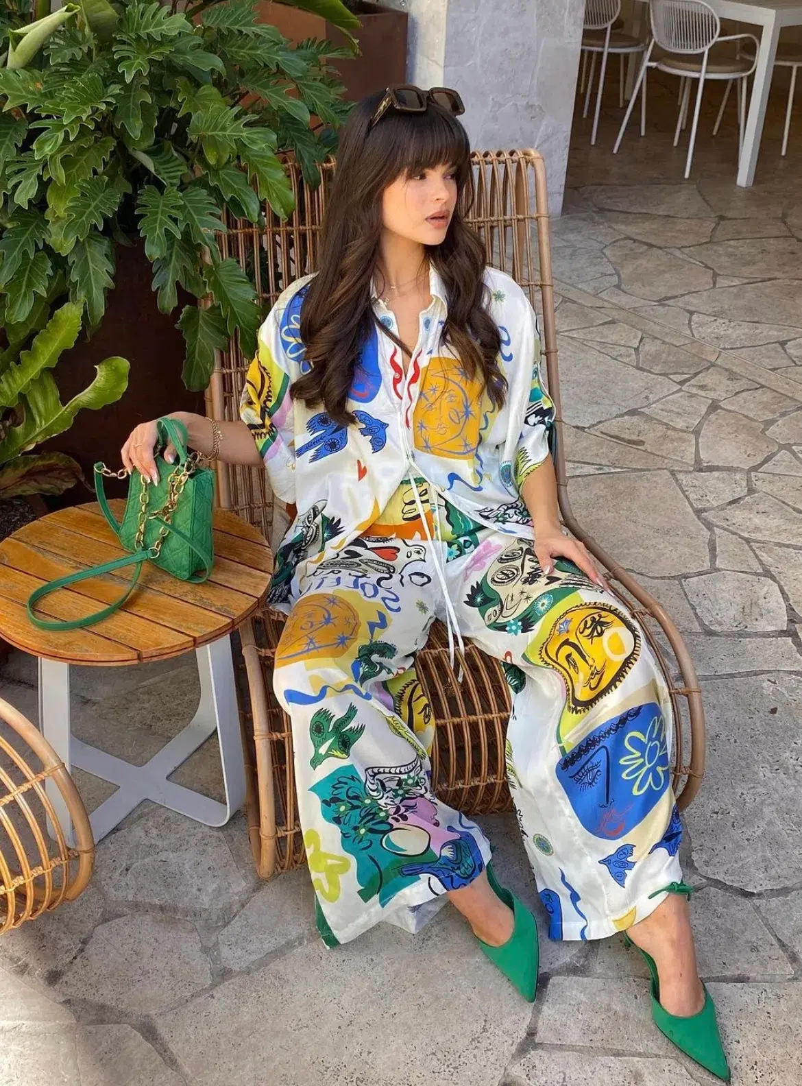 Alemais Soleil Silk Shirt and Pants Set Print Size 8 - Image 2