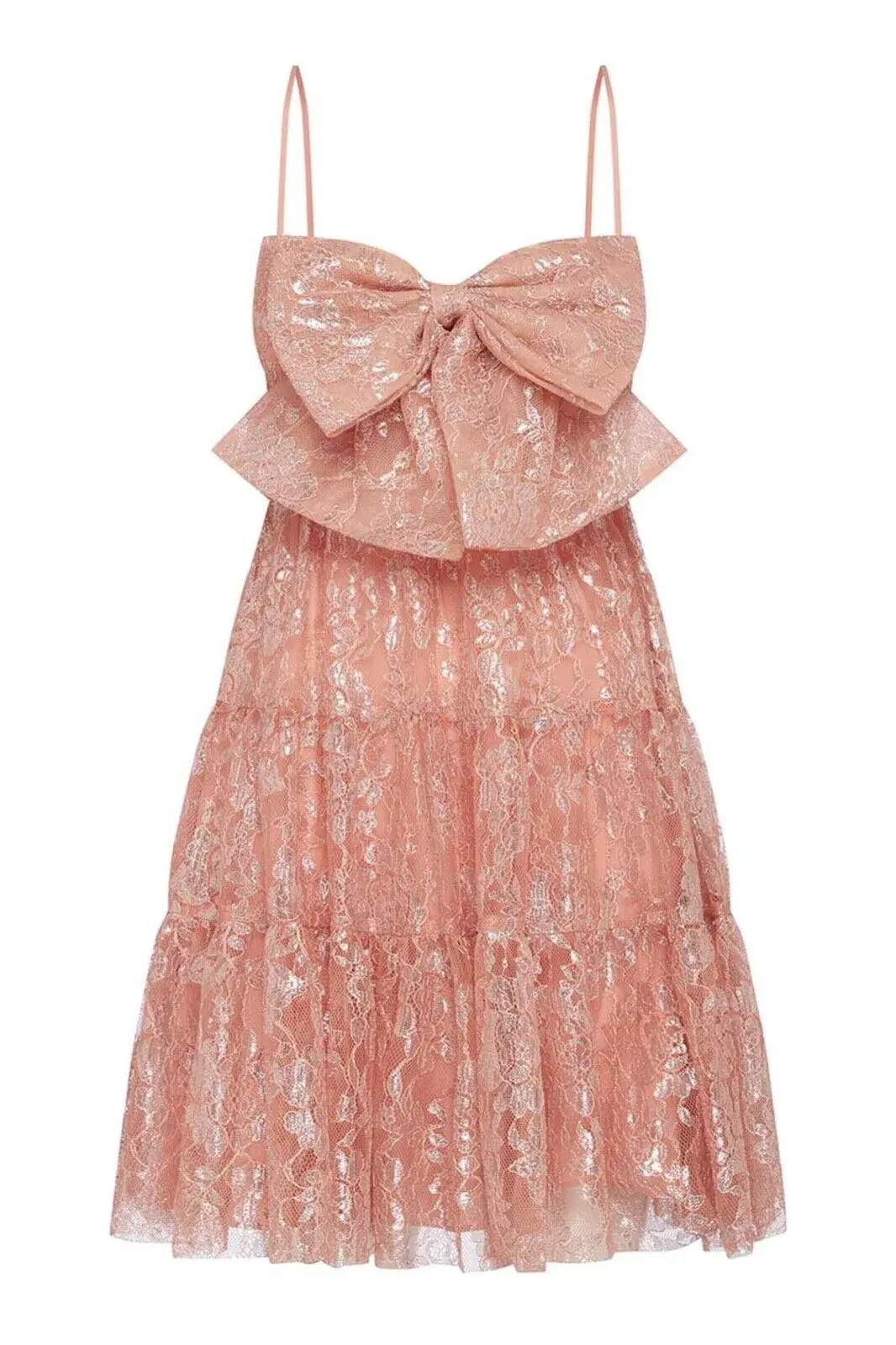 Alice McCall Slow Drives Bow Mini Dress Blush Size 14 for rent on The Volte - main image