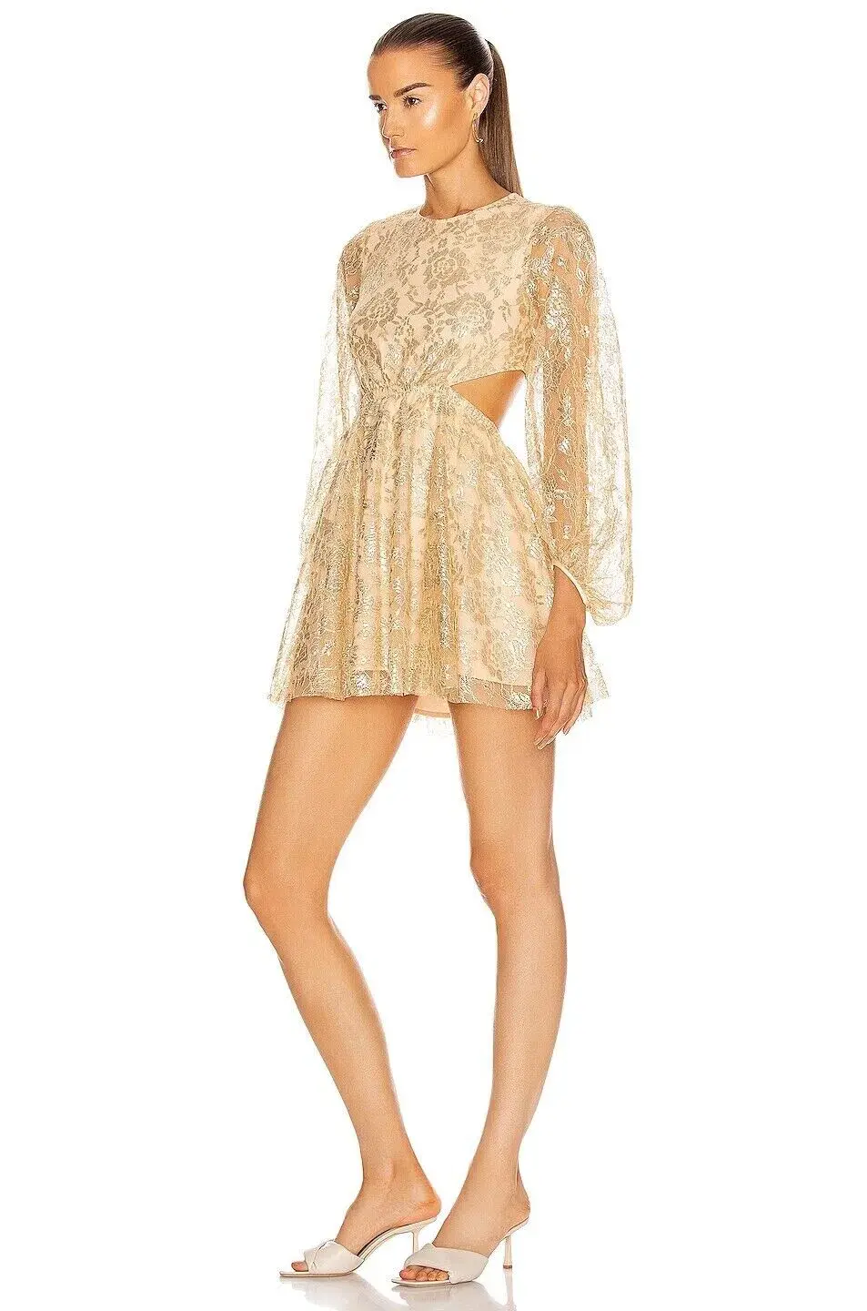 Alice McCall Magic Thinking Mini Dress Gold Size 8  for rent on The Volte - main image