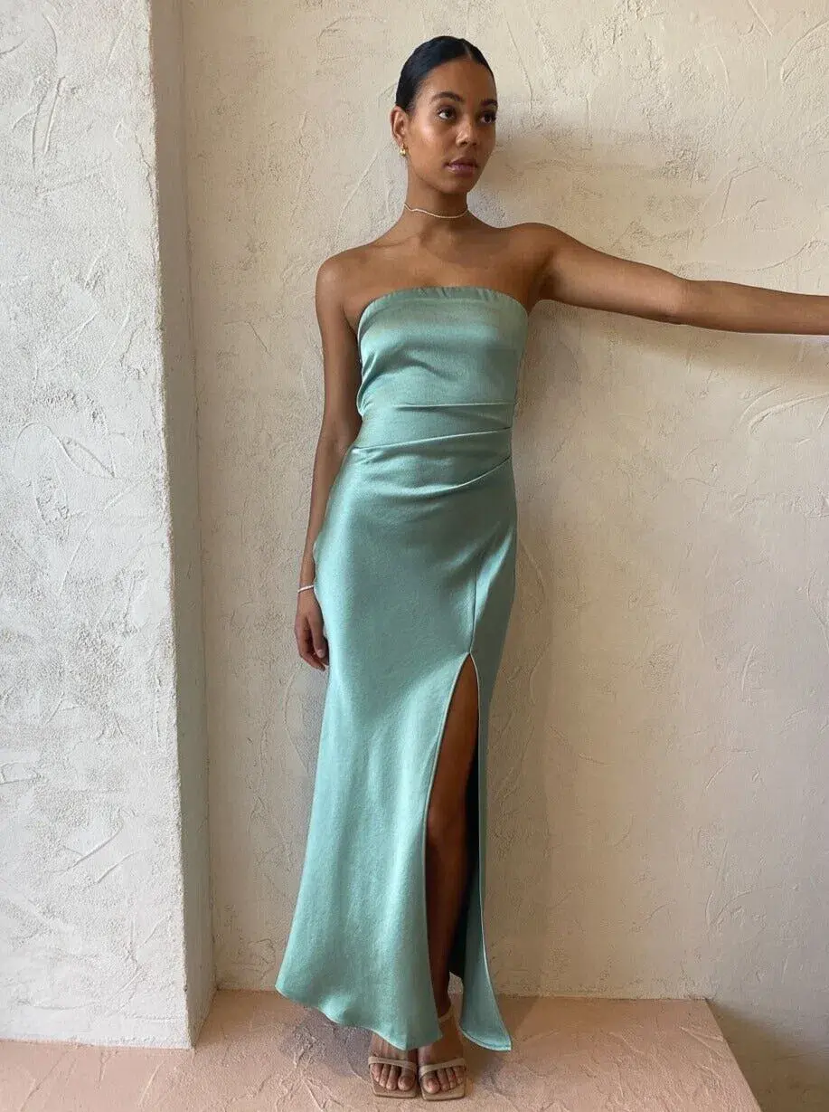 Bec & Bridge Symone Strapless Dress Moss Green Size 6 - Image 2