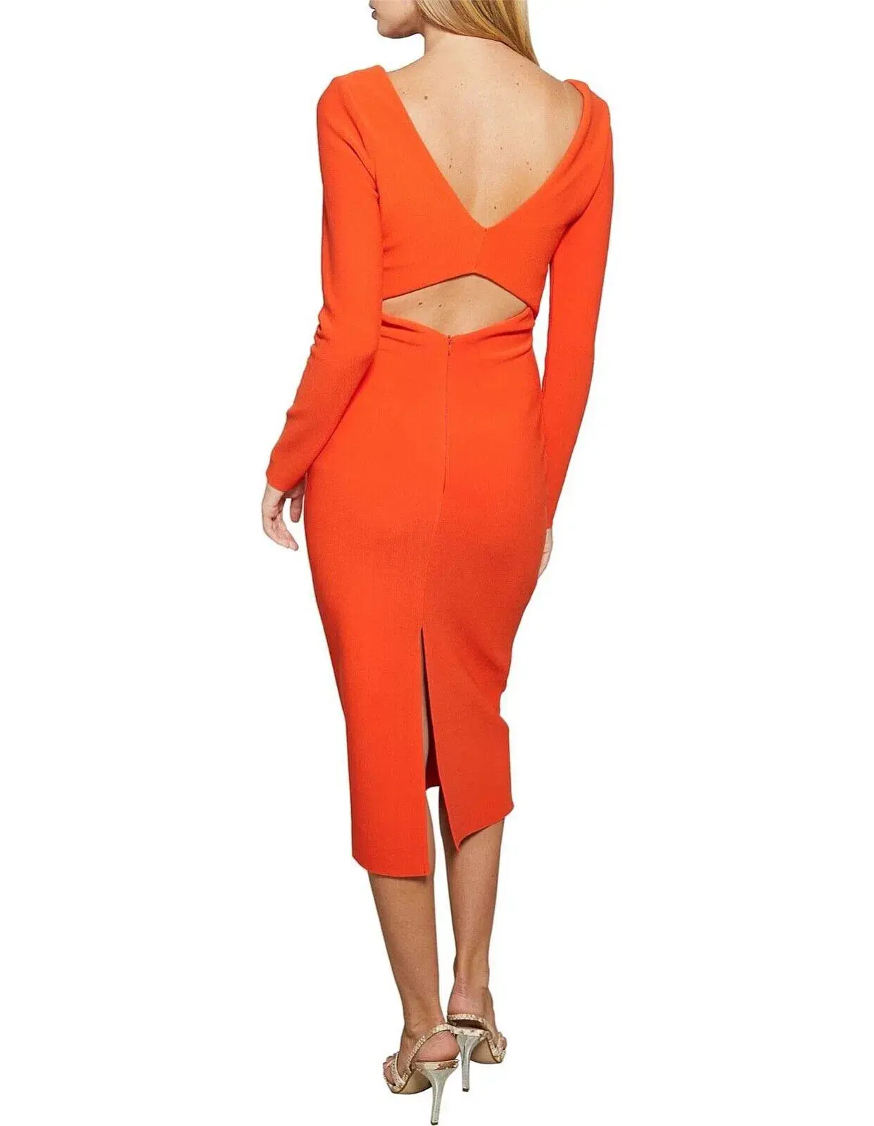 Bec & Bridge Ulla Long Sleeve Cut Out Dress Blood Orange Size 8  - Image 3
