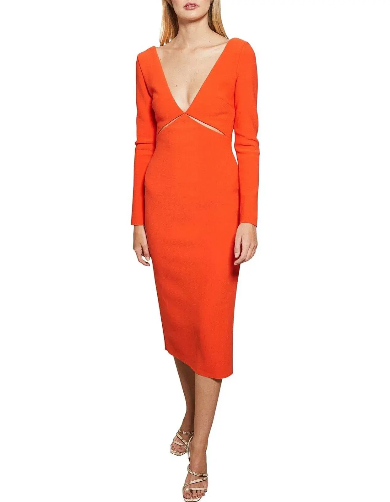 Bec & Bridge Ulla Long Sleeve Cut Out Dress Blood Orange Size 8  - Image 1