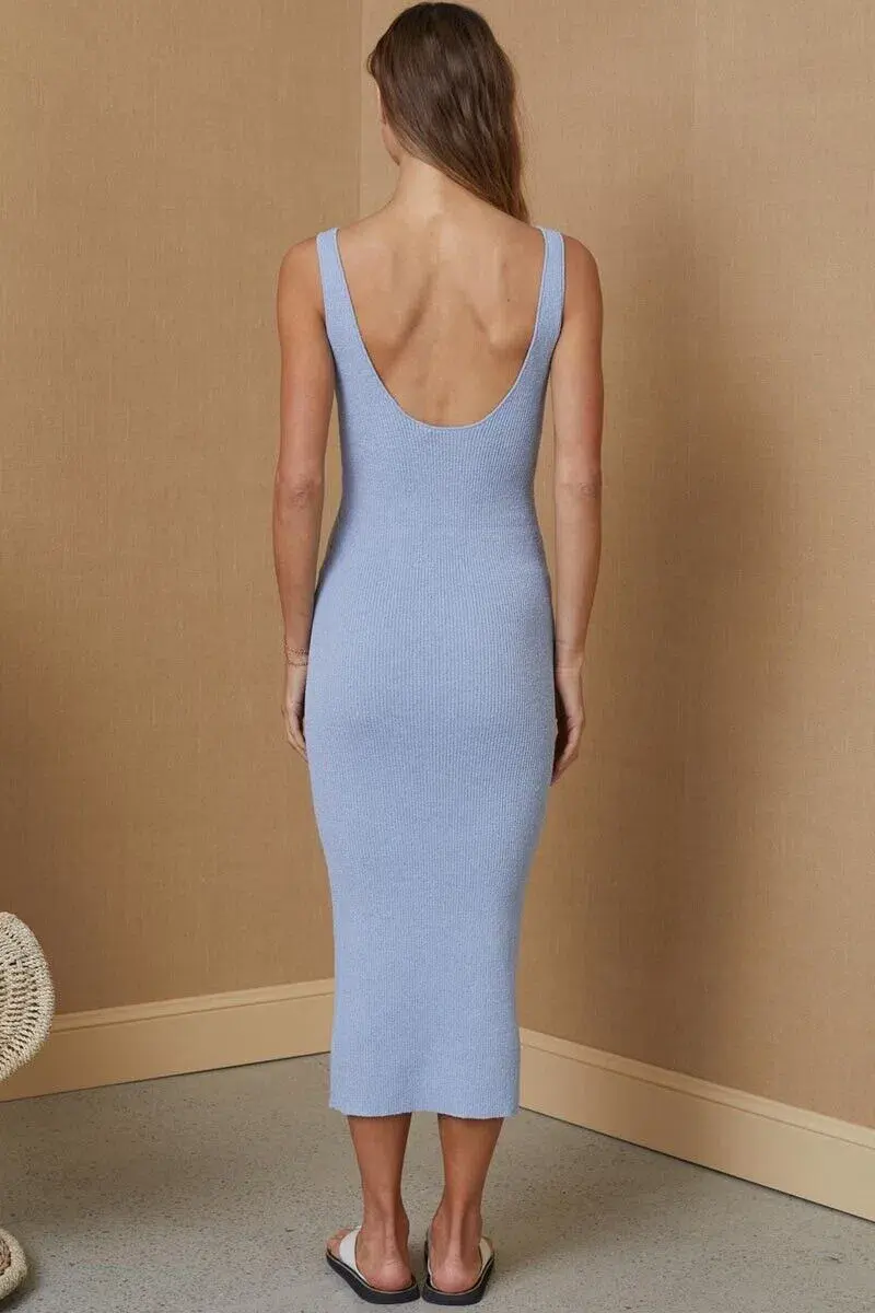 Bec & Bridge Mimi Knit Midi Dress Storm Size 14  for rent on The Volte - main image