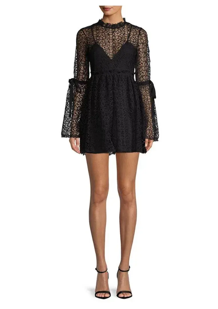 Alice McCall Back To You Lace Mini Dress Black Size 6  - Image 1
