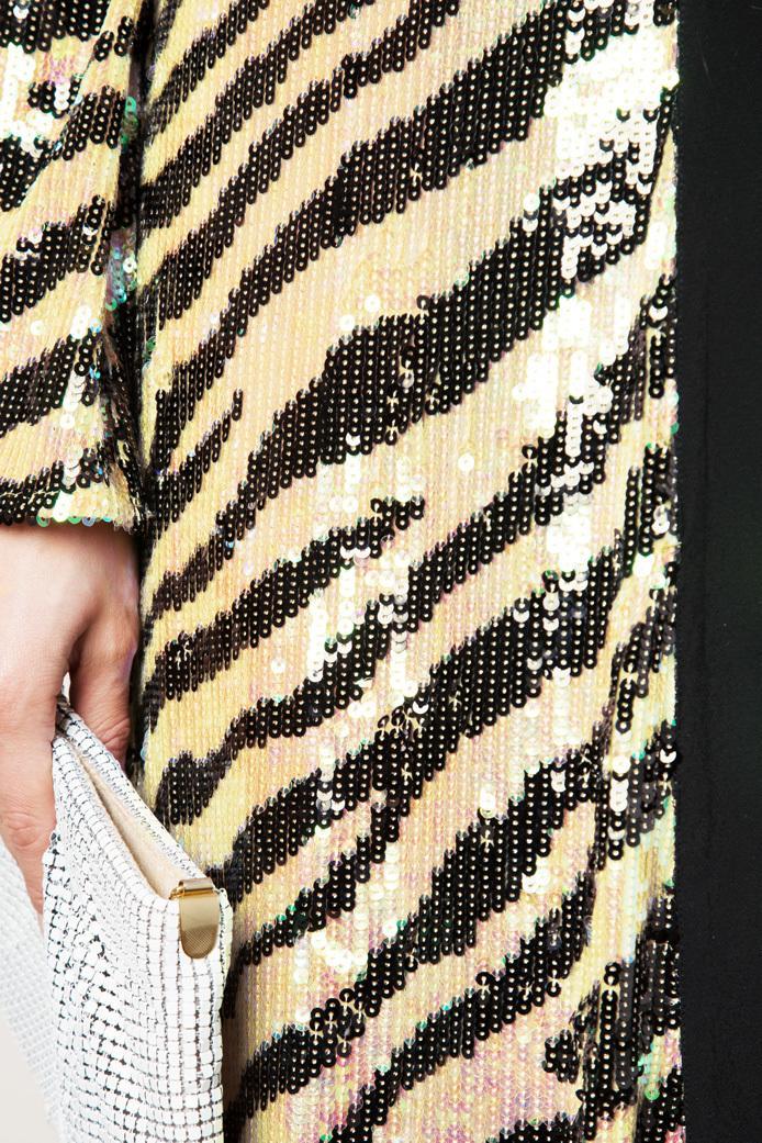 Rixo London Gigi Tiger Sequin Dress Midi Size 12 for rent on The Volte - main image