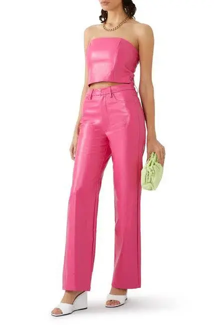 Rotate Birger Christensen Rotate Pink Faux Leather Set Pink Size 10  - Image 1