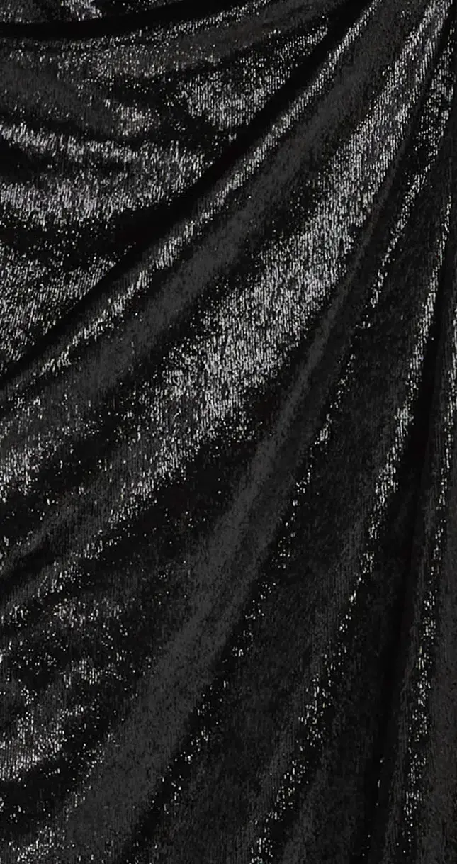 Leo Lin Madelyn Velvet Draped Split Dress Black Size AU 12 - Image 2