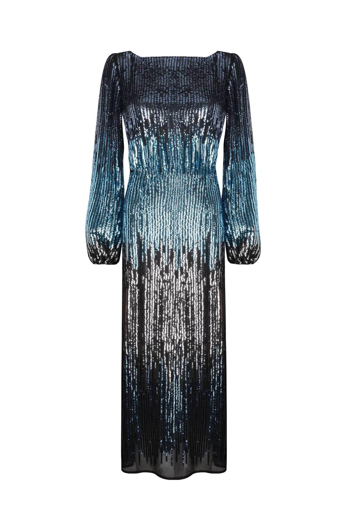Rixo London Coco Ombre Sequin Blouson Sleeve midi dress Size 12 - Image 3