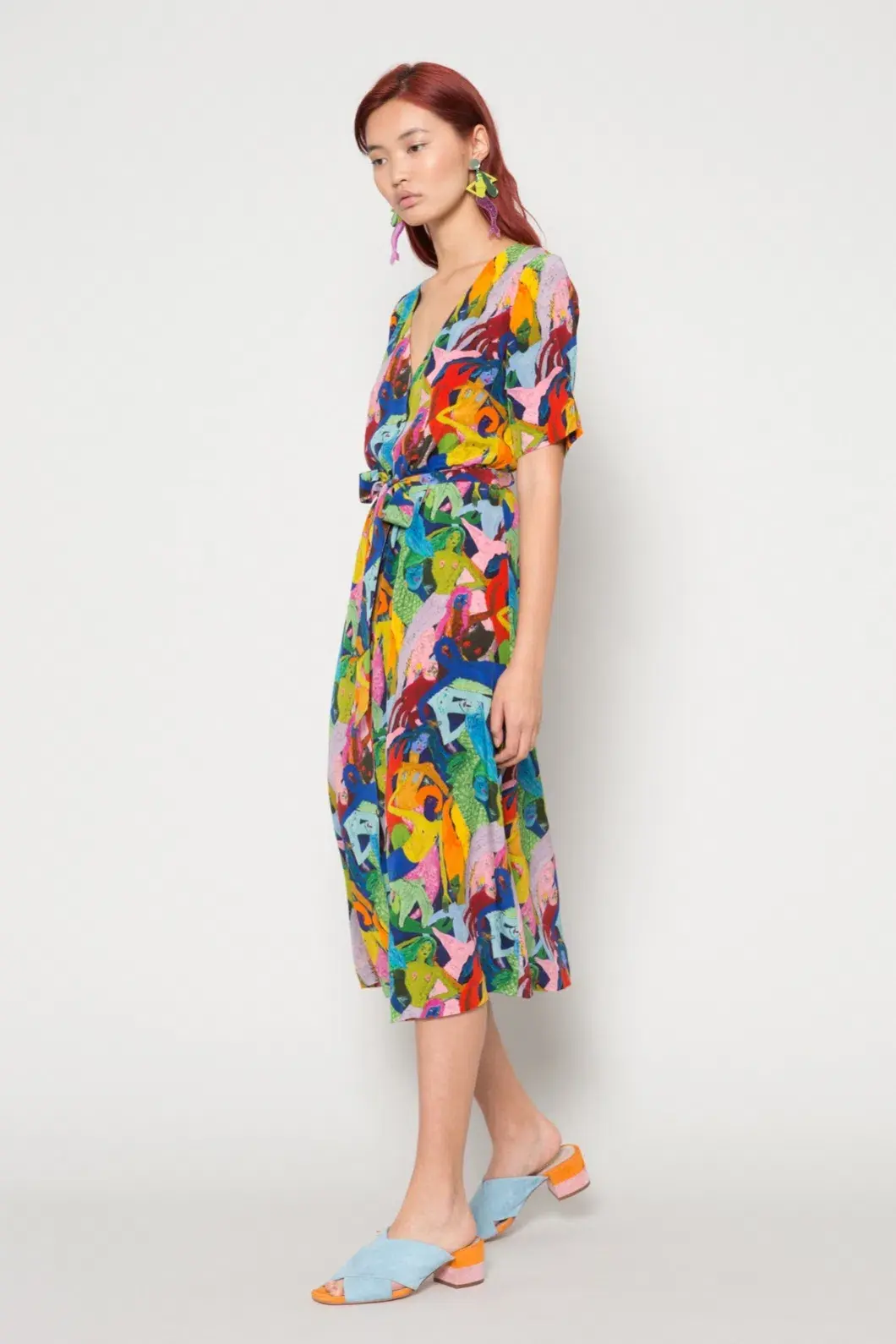 Gorman Dark Mermaid Technology Midi Silk Dress Multi Size 6 - Image 3
